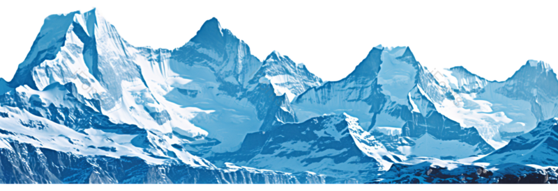雪山图片,户外元素,插画PNG,蓝色免抠素材